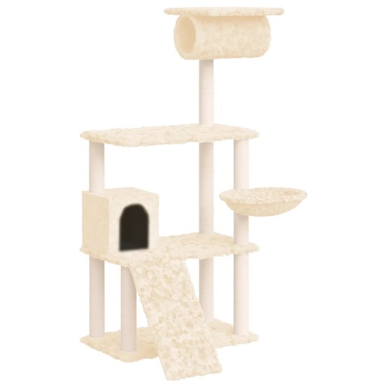 Arbre à chat avec griffoirs en sisal crème 131 cm