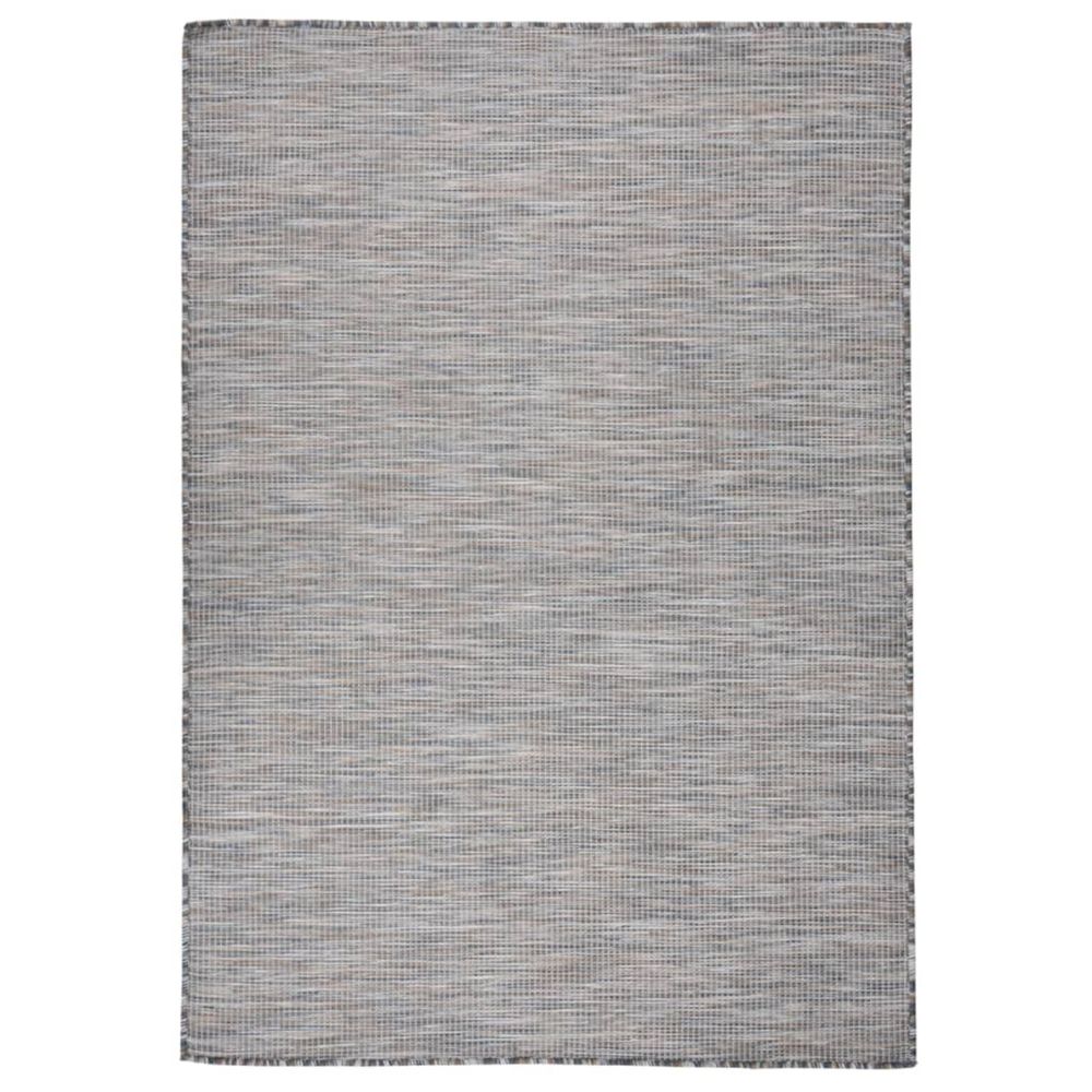 Tapis à tissage plat d'extérieur 140x200 cm marron et bleu
