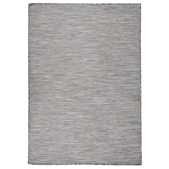 Tapis à tissage plat d'extérieur 140x200 cm marron et bleu