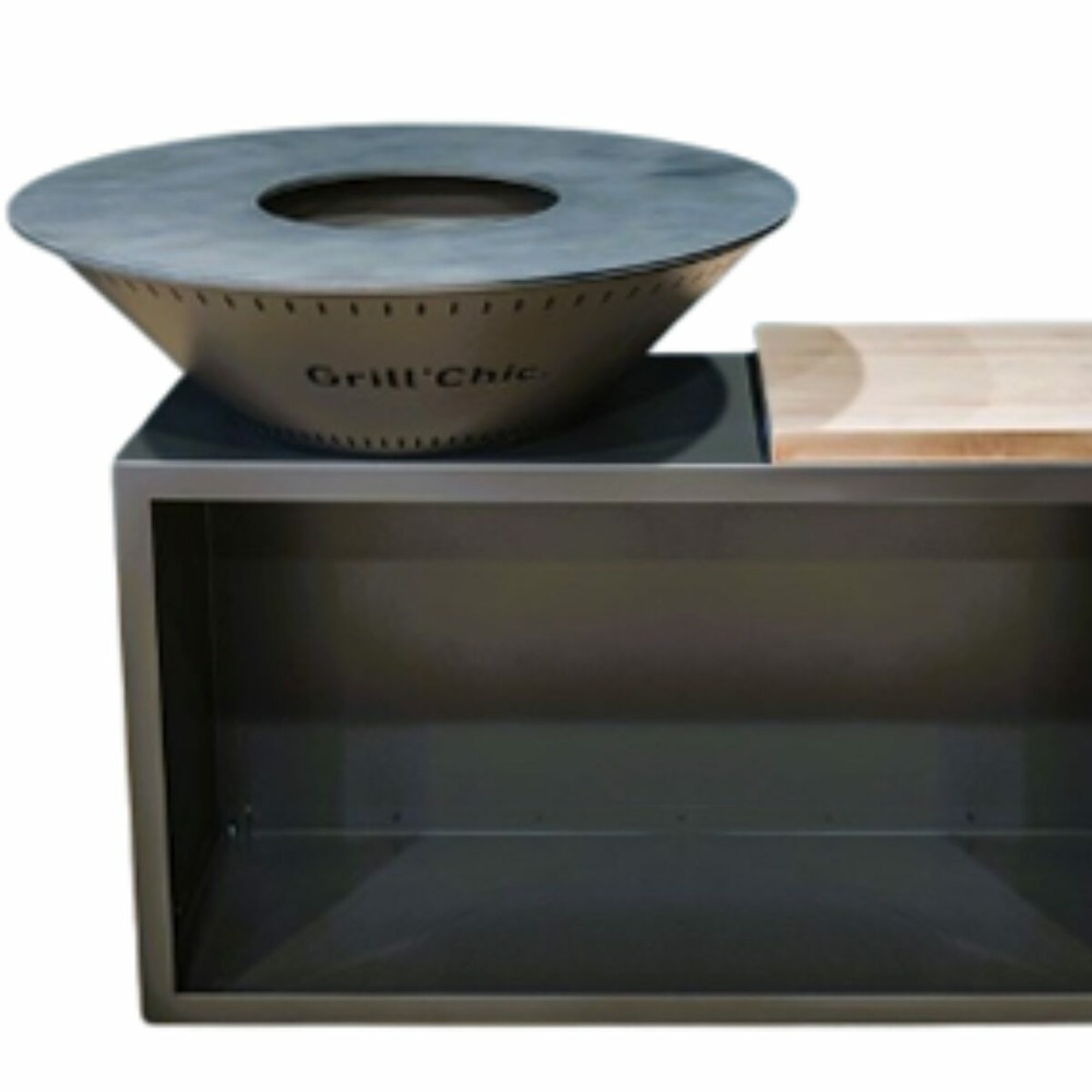 Set brasero printemps - traditionnel double cuve acier - 103 cm - anthracite - moderne et pratique pour réchauffer vos moments