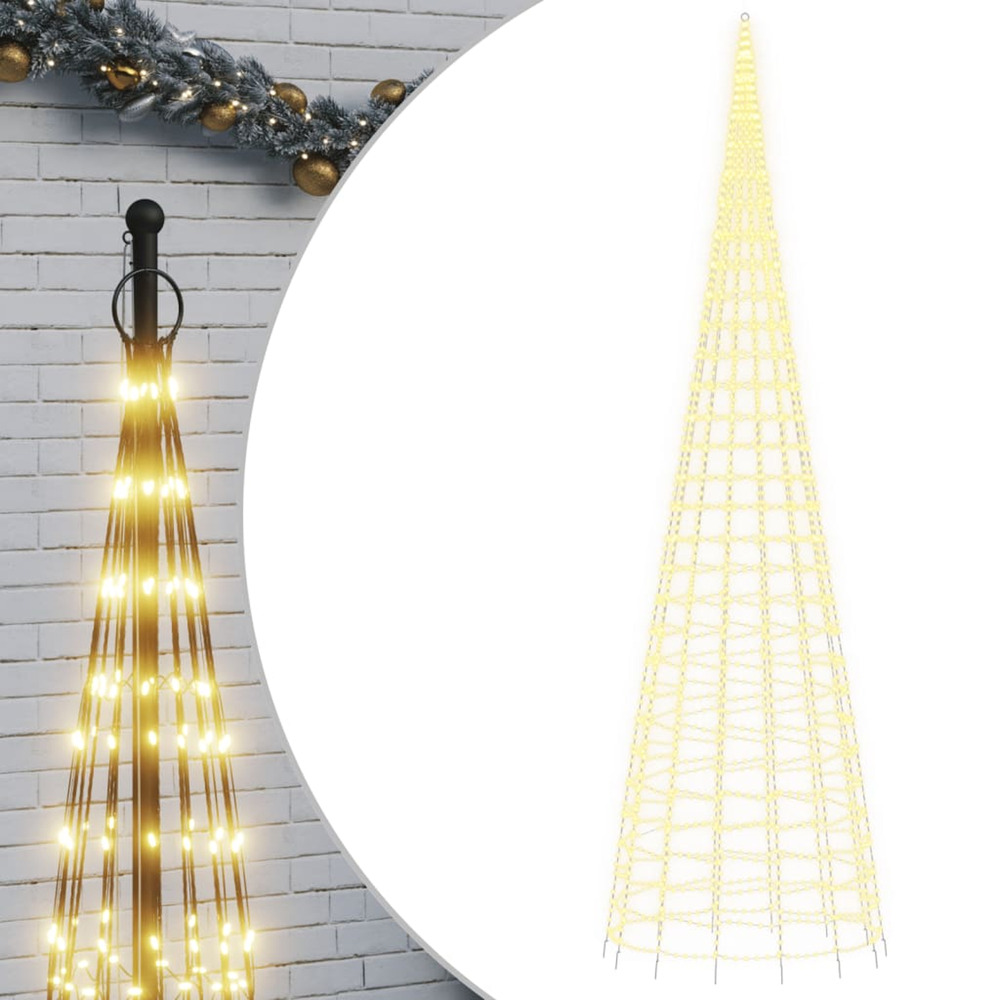 Sapin de noël à led sur mât de drapeau 3000 led blanc 800 cm
