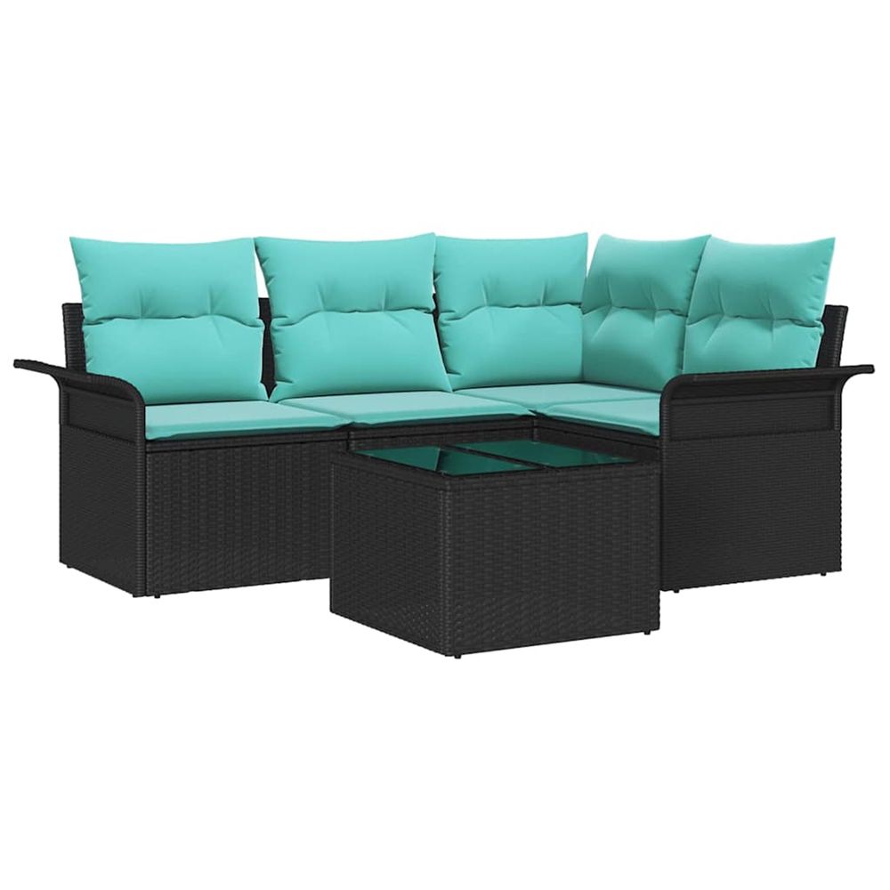 Ensemble de canapé de jardin 5 pc noir polyrotin