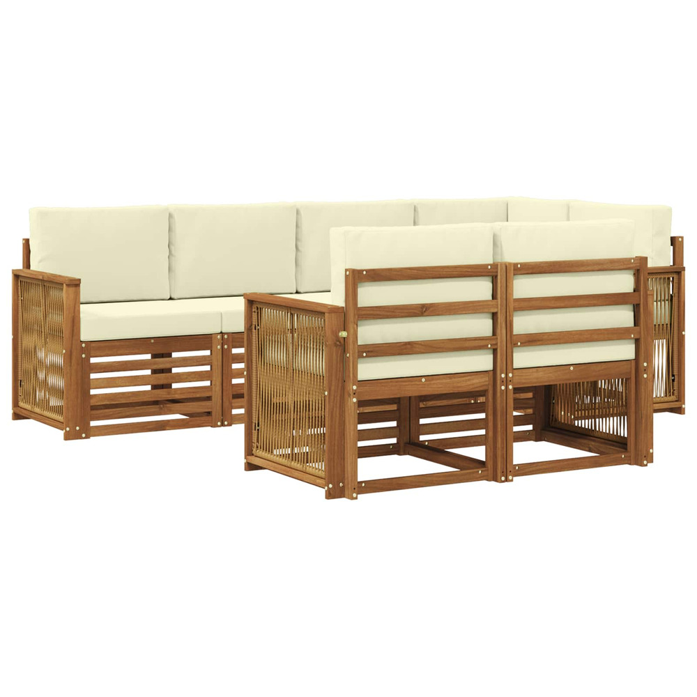 Ensemble de canapé d'angle avec coussin 6 pcs naturel et crème