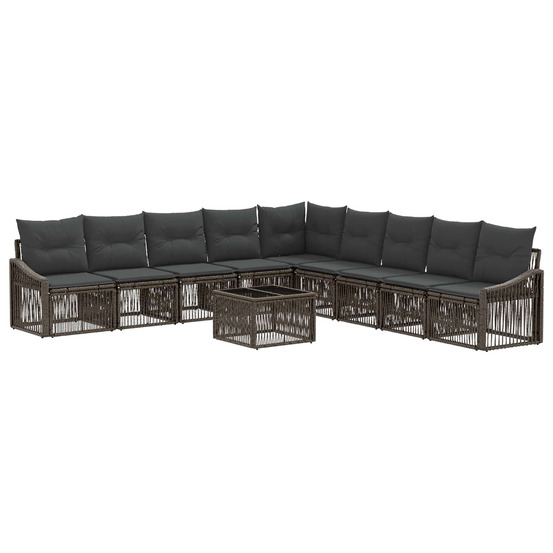 Ensemble de canapé de jardin 10 pcs gris polyrotin
