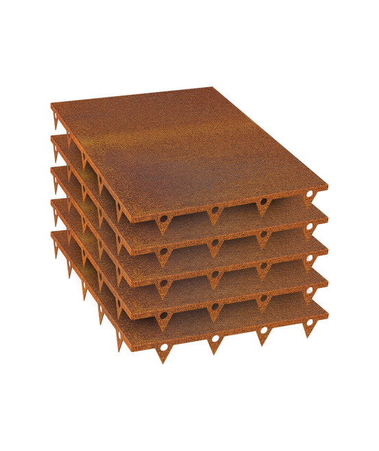 Lot 5 pas japonais métal rouillé acier corten brut 50x40 cm