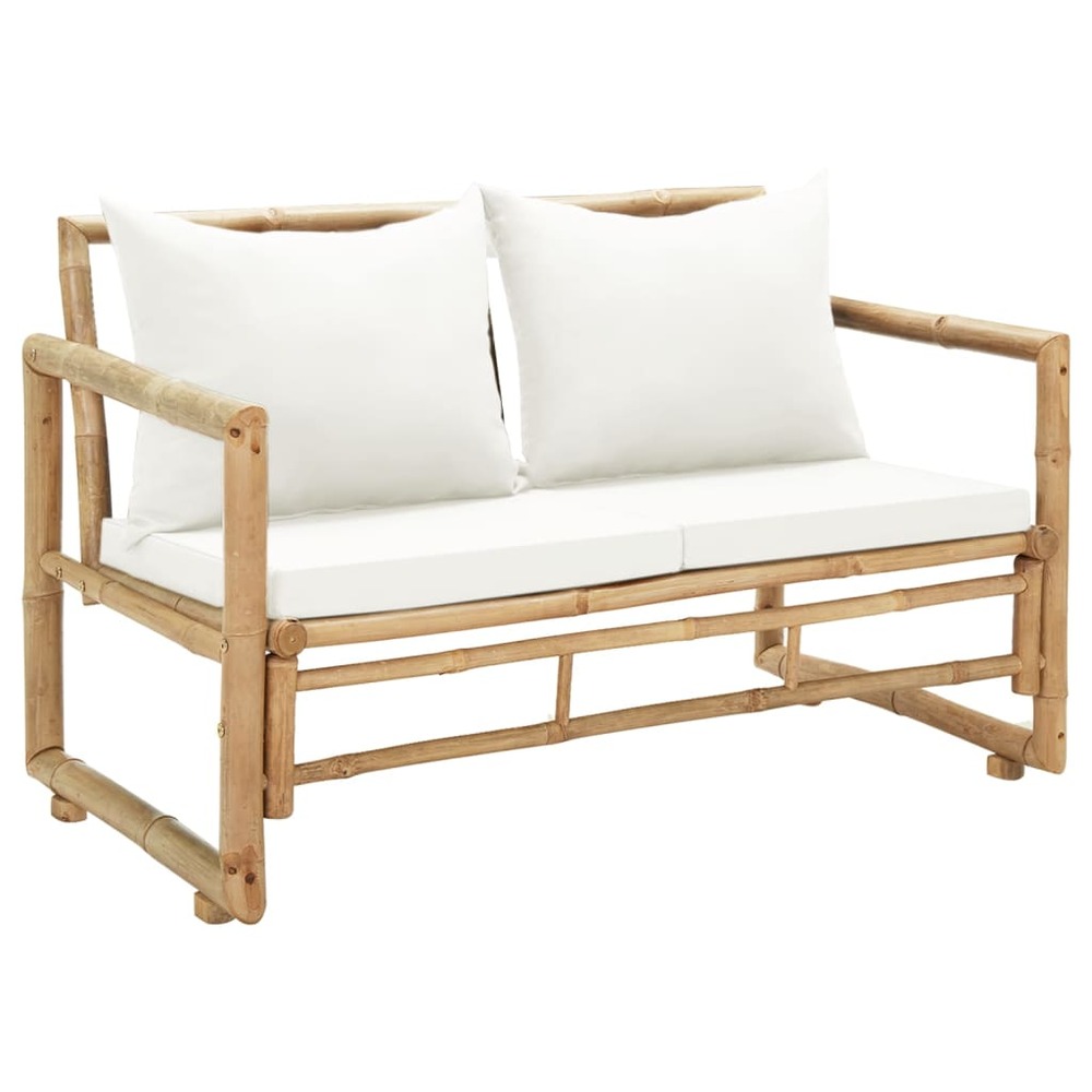 Canapé de jardin à 2 places avec coussins 115 x 65 x 72 cm bambou