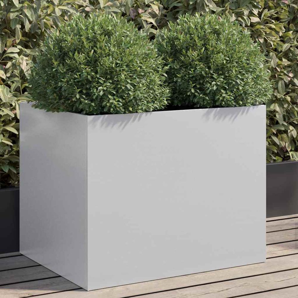 Grand bac à fleurs acier galvanisé anti-rouille 62x47x46 cm argenté