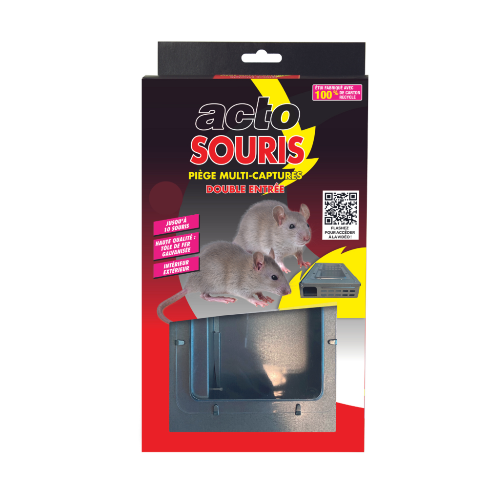 Piège à souris multi-captures acto - nasse acier double entrée