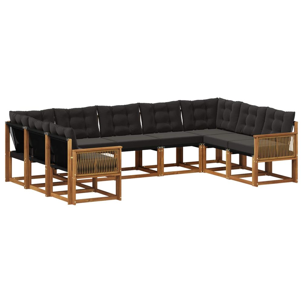 Ensemble de canapés d'extérieur 9 pc naturel et noir