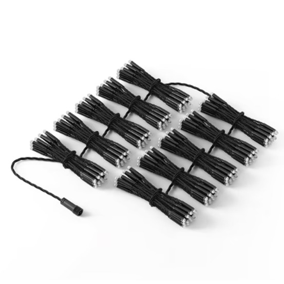 Rideau lumineux connecté 1x2m ip65 - fil noir | étanche et pour l'extérieur