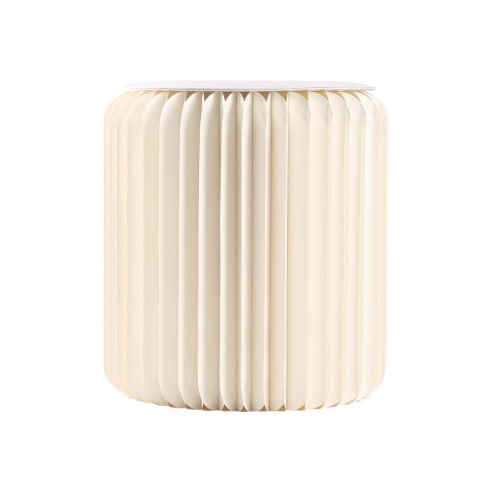 Pouf design en carton plié 35 cm blanc cassé