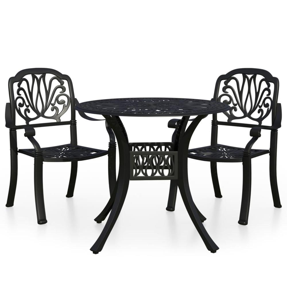 Ensemble de bistro 3 pcs aluminium coulé noir