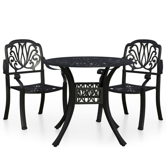 Ensemble de bistro 3 pcs aluminium coulé noir