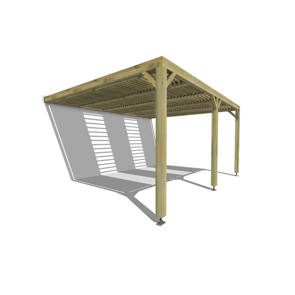 Pergola bois • 5m x 4m • adossée • sens profondeur • lames orientables bioclimatiques incluses • livraison comprise