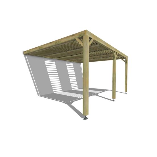 Pergola bois • 5m x 4m • adossée • sens profondeur • lames orientables bioclimatiques incluses • livraison comprise