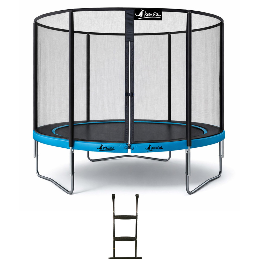 Trampoline de jardin ø 300cm + filet de sécurité + échelle - punchi 300 bleu