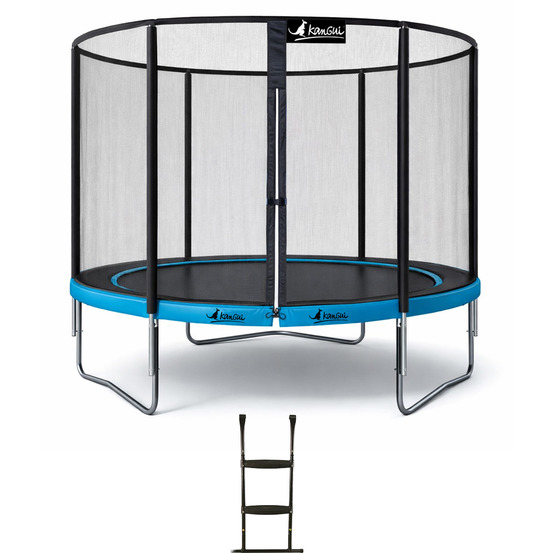 Trampoline de jardin ø 300cm + filet de sécurité + échelle - punchi 300 bleu