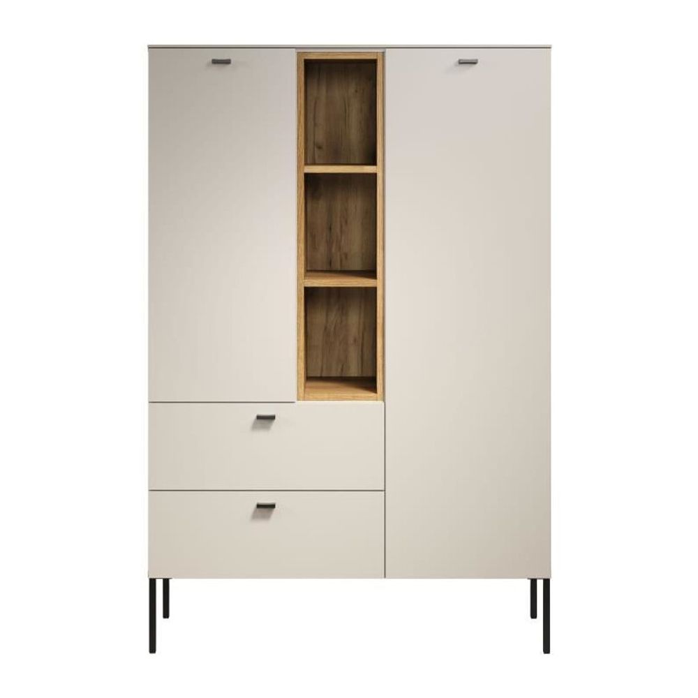 Buffet haut - sao paulo - cachemire / chene blond - 2 portes, 3 niches, 2 tiroirs - 93 x 42 x 140 cm - trendteam