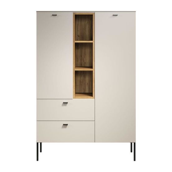 Buffet haut - sao paulo - cachemire / chene blond - 2 portes, 3 niches, 2 tiroirs - 93 x 42 x 140 cm - trendteam