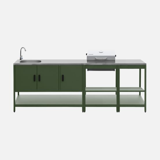 Cuisine extérieure naxos 3 modules acier inoxydable avec barbecue au charbon