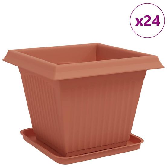 Pots de plantes 24 pc rouge brique plastique