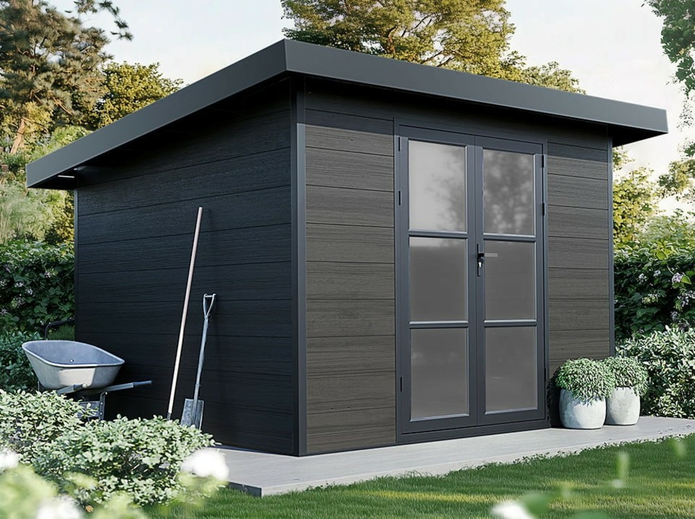 Abri de jardin composite alma - 9m2 gris - cabane de jardin