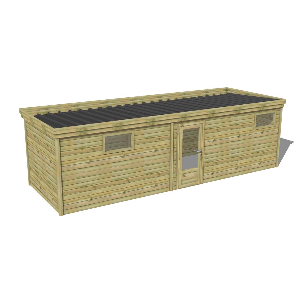 Abri de jardin bois pin traité autoclave 27mm - 7,695x2,64m / 20m2 - bac acier - abri français