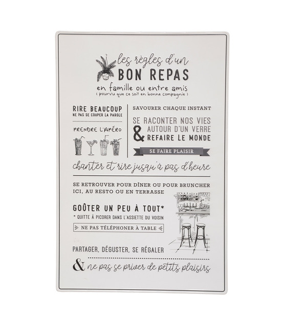 Déco murale citations en métal 38 x 58 cm