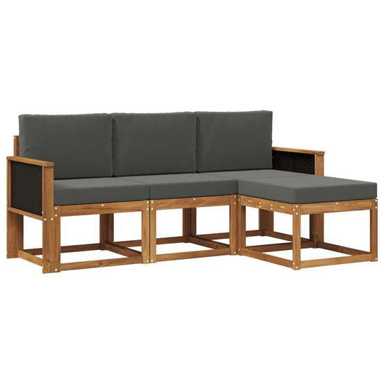 Ensemble de canapés d'extérieur 4 pcs naturel et anthracite