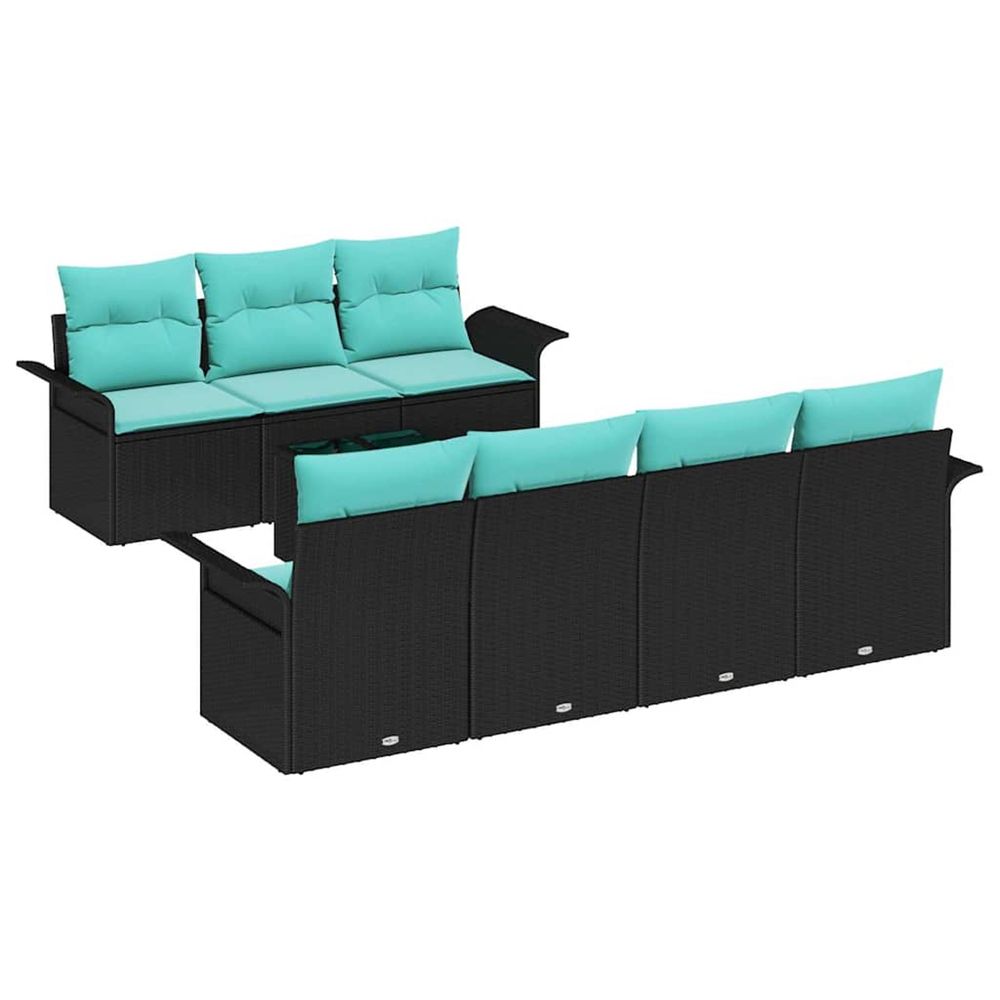 Ensemble de canapé de jardin 8 pièces noir et turquoise