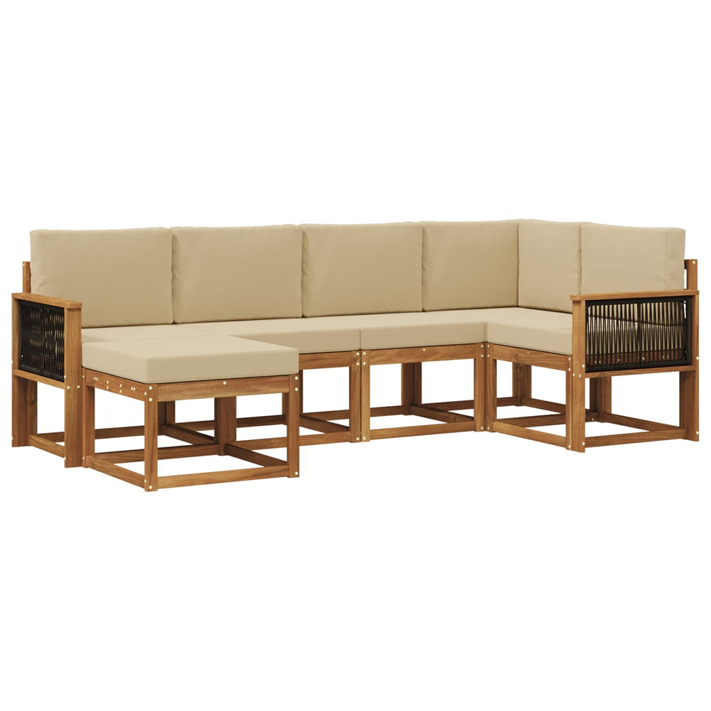 Ensemble de canapés d'extérieur 6 pcs naturel et beige