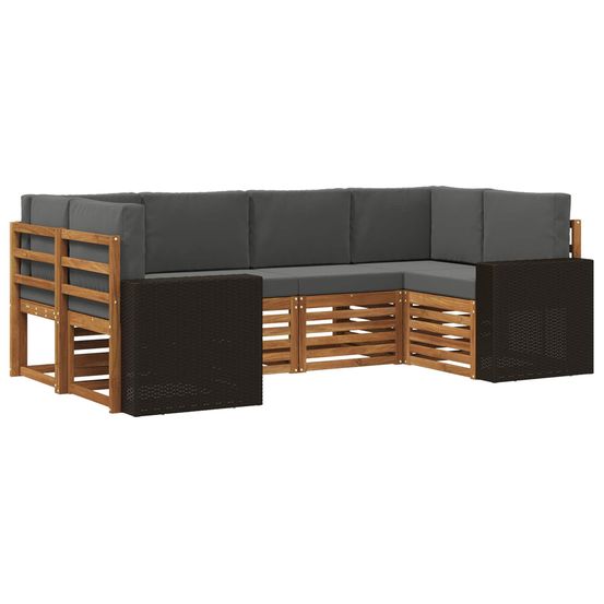 Ensemble de canapés d'extérieur 6 pc naturel et anthracite