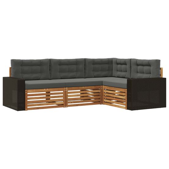 Ensemble de canapés d'extérieur 4 pc naturel et anthracite