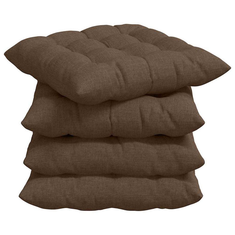 Coussins de siège 4 pc tissu marron 40 x 40 x 6 cm