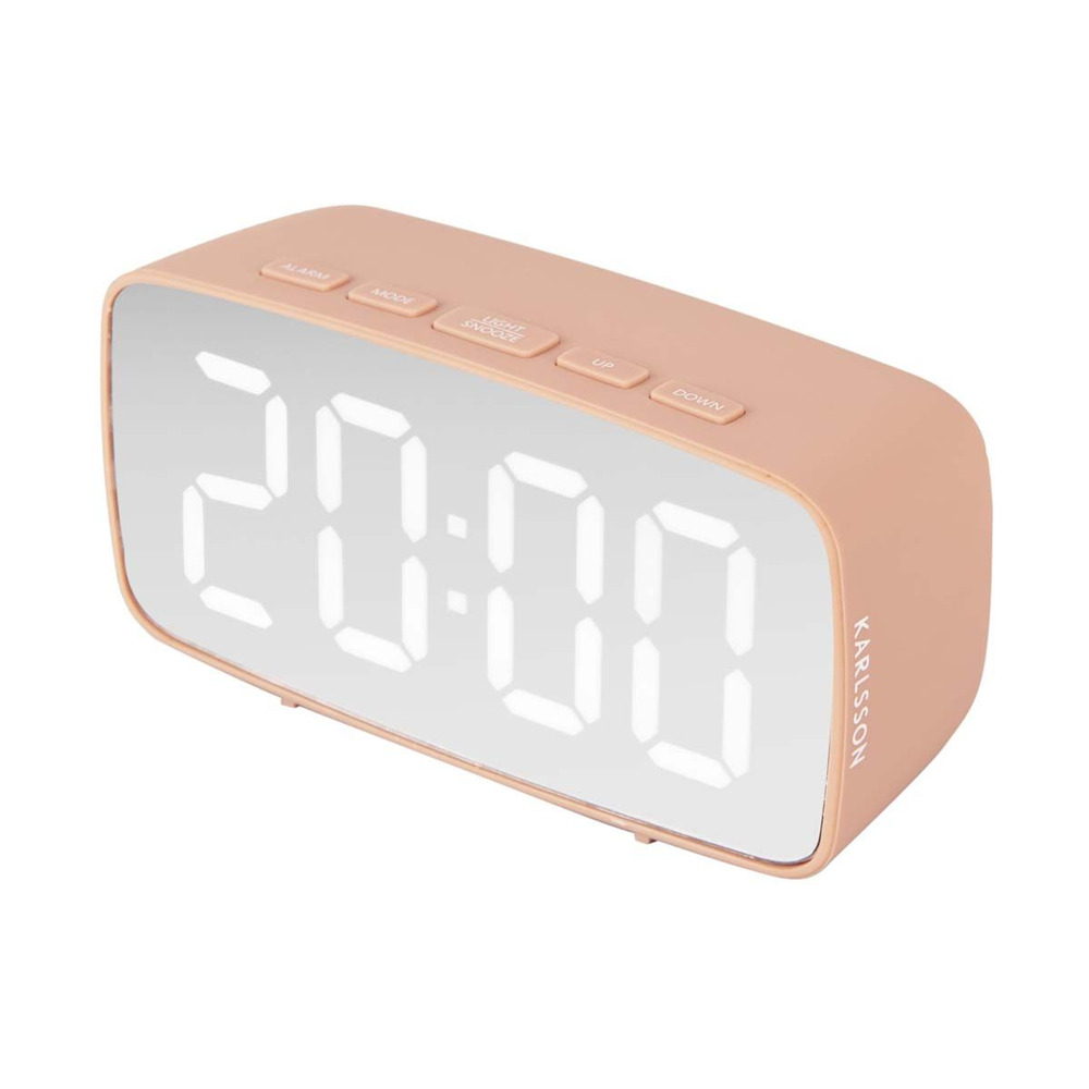 Réveil led en abs silver oval rose pâle