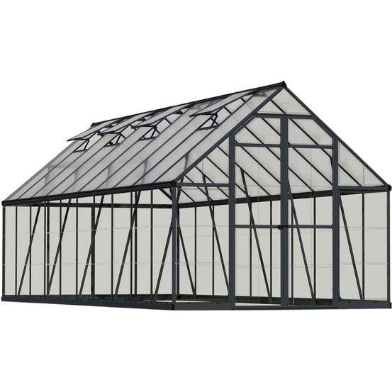 Serre de jardin en aluminium gris et polycarbonate balance 14.8m²