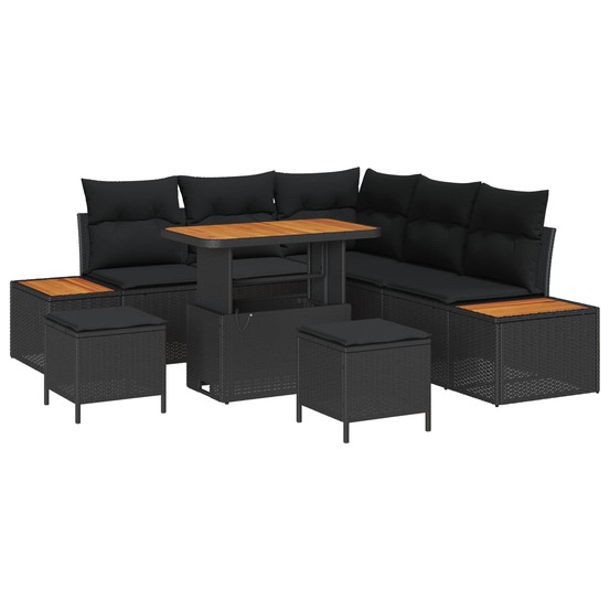 Ensemble de canapé de jardin avec coussin 8 pcs noir