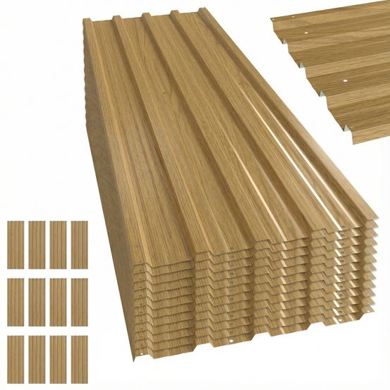 Panneaux de toit acier galvanisé abri de jardin protection pluie 129x45cm bois naturel - comfortxl outdoor living