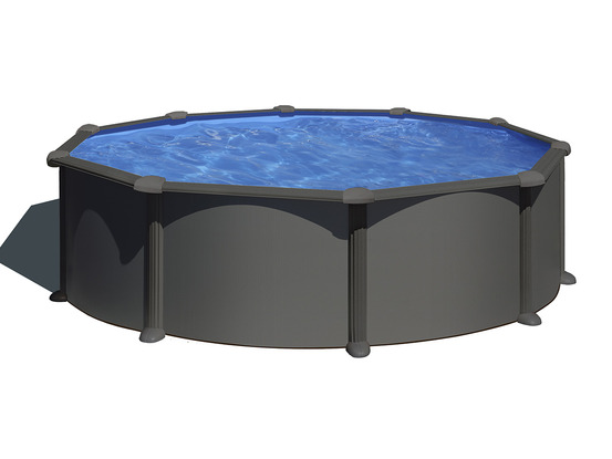 Piscine acier gris anthracite juni ronde 3,70 x 1,32 m