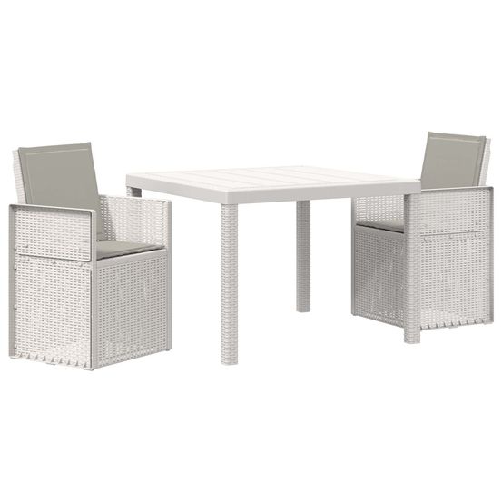 Ensemble de salle à manger pour jardin 3 pc blanc et gris clair