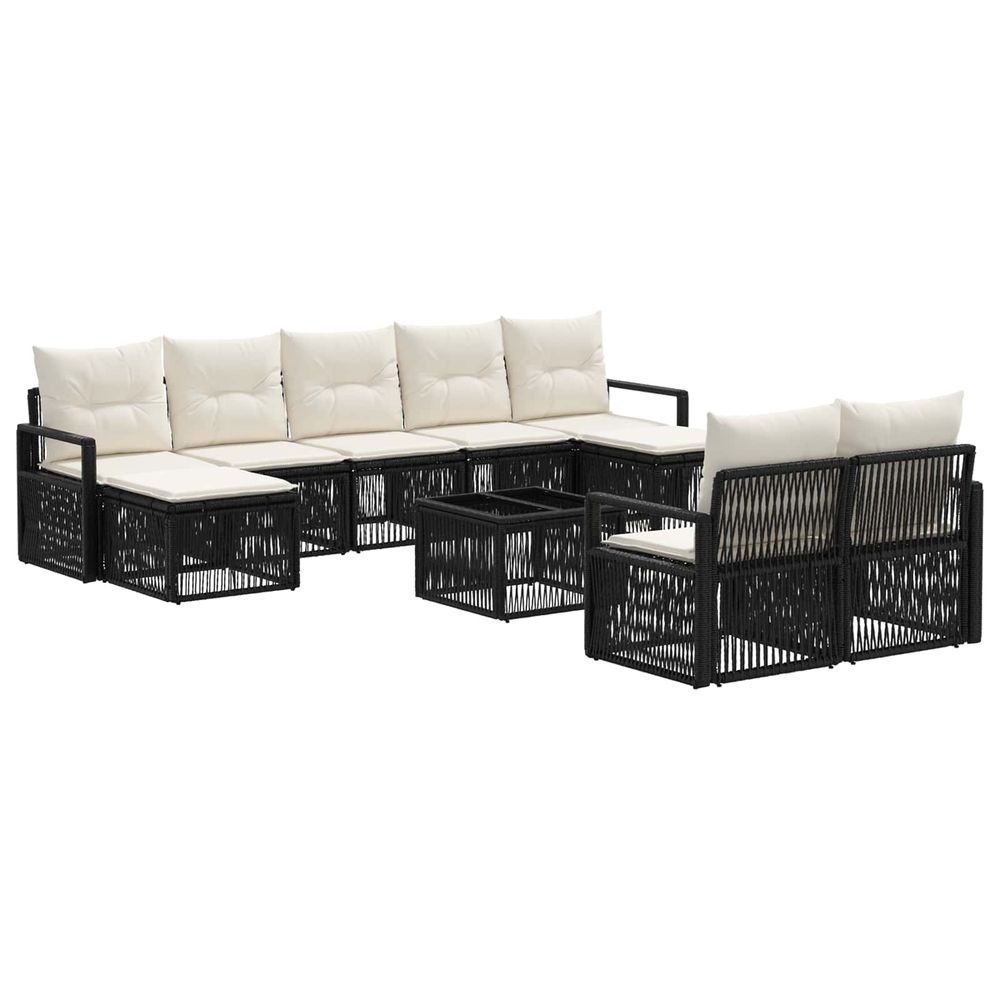 Ensemble de canapé de jardin 10 pc noir polyrotin