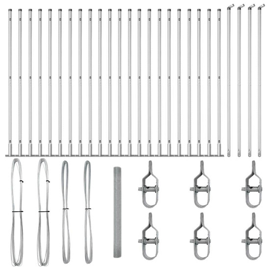 Clôture avec poteaux argent 1.5 x 50 m acier