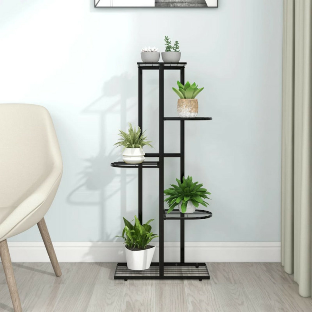 Support pour plantes 5 niveaux 43x22x98 cm noir métal