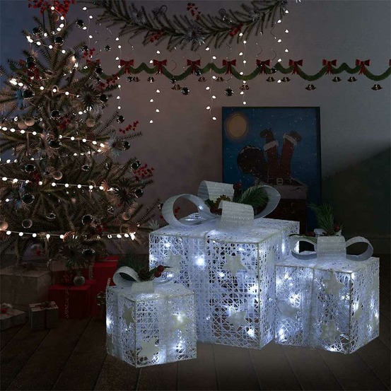 Boîtes-cadeaux de noël décoratives 3 pcs extérieur intérieur