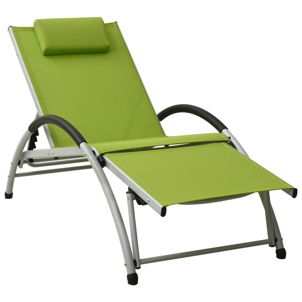 Chaise longue avec oreiller textilène vert