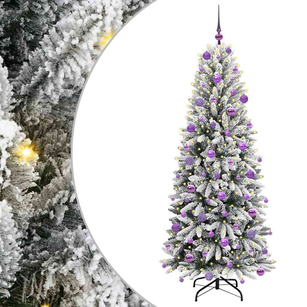 Sapin de noël artificiel avec 300 led avec support blanc 180 cm