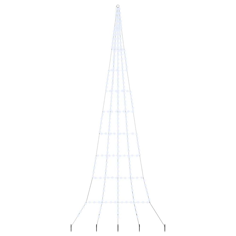 Arbre de noël led avec piquets au sol blanc froid 511 cm métal