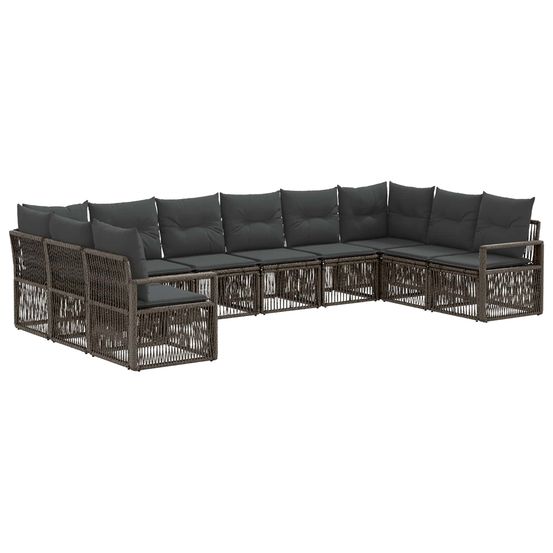 Ensemble de canapé de jardin 10 pc gris polyrotin