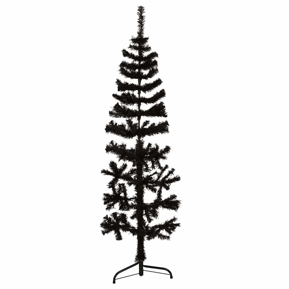 Demi sapin de noël mural pvc style contemporain pour fête noir 120 cm