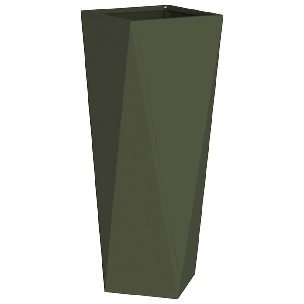 Jardinière d'extérieur vert olive 30 x 30 x 75 cm acier